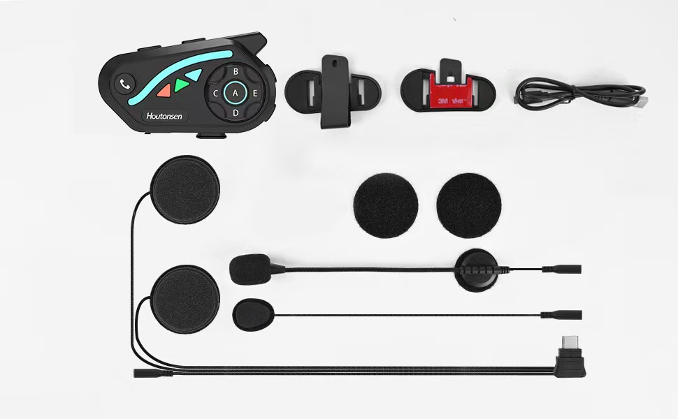 V8Plus Helmet Bluetooth Intercom Headset 1-to-7 Bluetooth Intercom Headset 2500m Real-Time Intercom for Cycling and Skiing
