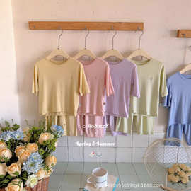 宝眠26儿童睡衣莫代尔男童短袖套装中小童女童七分袖家居服空调服