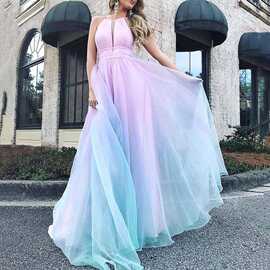 2025欧美外贸女装新款女装印花连衣裙 亚马逊款性感深V礼服长裙
