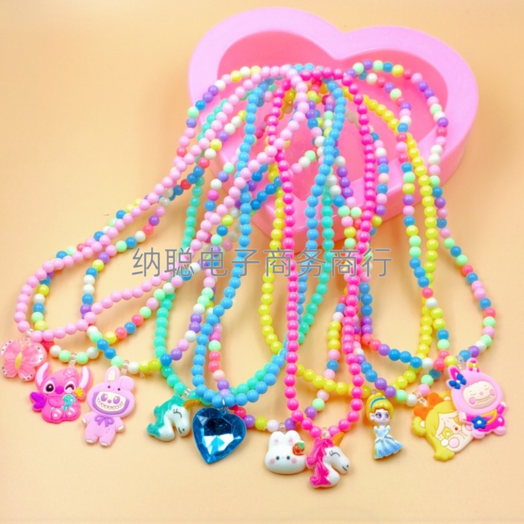 Cartoon Children's Necklace Pendant Jewelry Handmade Korean Style Girl Accessories Soft Rubber Animal Mermaid Necklace for Boys and Girls