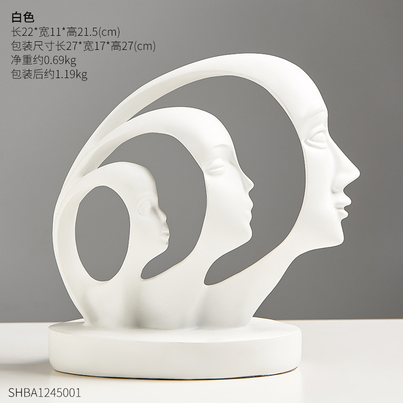 Decoración de rostro abstracto de estilo creativo nórdico simple, sala de estar, hogar, gabinete de vino, decoración de arte de resina personalizada