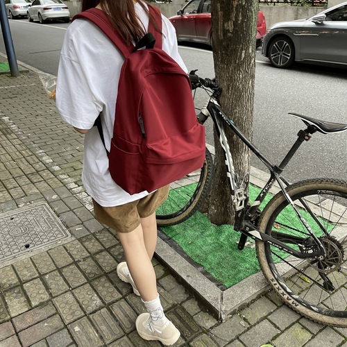 Blue schoolbag female college students simple original niche design ins waterproof backpack backpack junior high school students