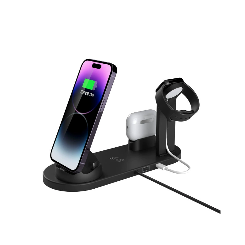 Зарядное устройство беспроводной совместимо с Apple, 4-в-1 зарядочная подставка для iPhone, часов и наушников