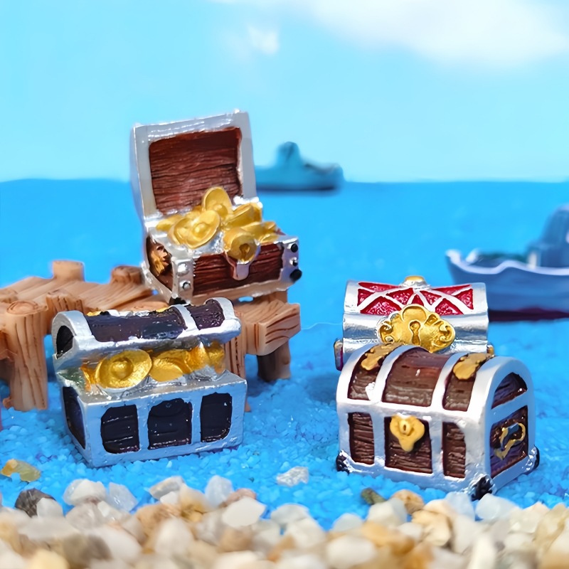 Pirate Ship Adventure Treasure Chest Gold Coin Treasure Chest Small Ornaments Aquarium Decorations Desktop Ornaments Wholesale