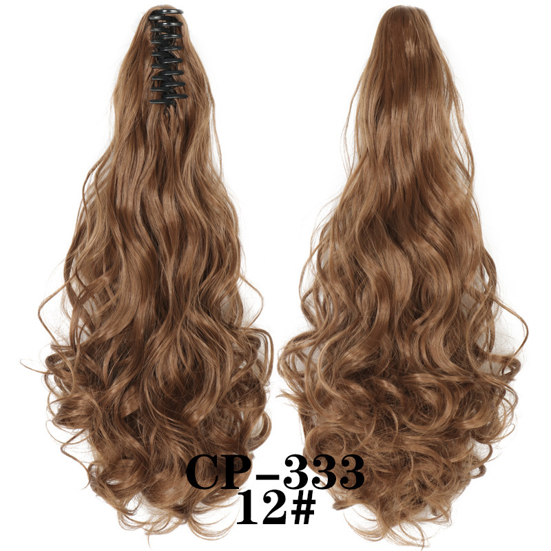 Europa y los Estados Unidos pelucas ondas largas pelucas de fibra química agarrar clip de cabello rizado garra de caballo 8 dientes fábrica de cola de caballo en stock