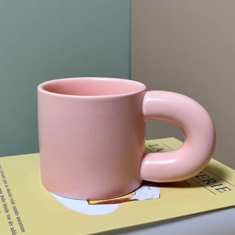 クリエイティブカップ大耳ハンドルクリエイティブセラミックコーヒーカップ北欧マット高颜値印刷ロゴ印字|undefined