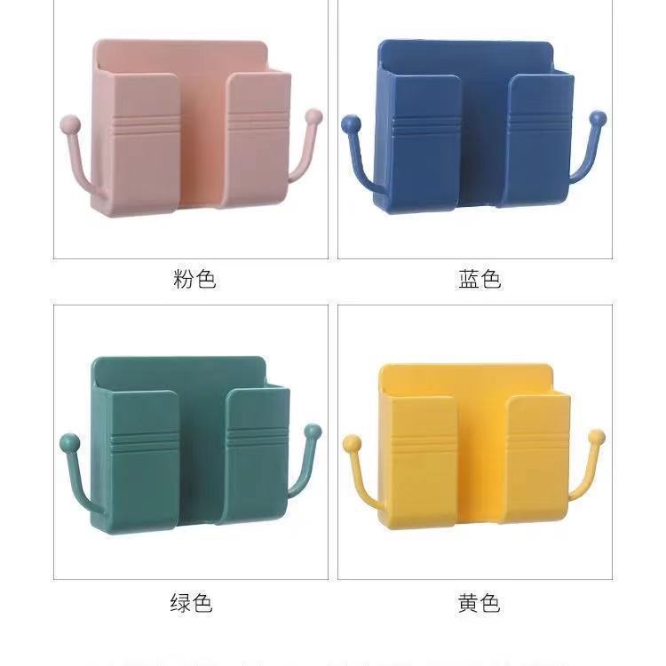 Soporte de teléfono móvil colgado con aire acondicionado de televisión caja de almacenamiento de control remoto de la cabecera de la cama pared de carga de estante de almacenamiento percha de almacenamiento