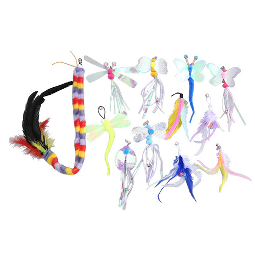 Cat toy sequined dragonfly feather replacement head cat funny stick combination cat self-pleasure toy pet supplies
