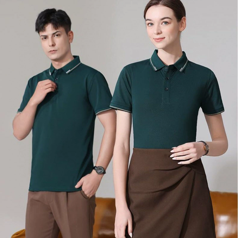Индивидуальная рабочая одежда с короткими рукавами, мужская и женская групповая униформа, футболки, корпоративная рабочая одежда, заводская одежда, рекламные рубашки поло с напечатанным логотипом.