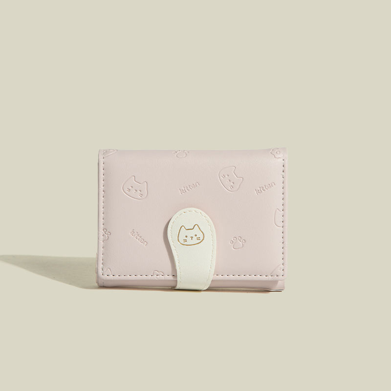 [Cat Little Tail] YADAS かわいいレディースカードホルダーファッションバックル PU ショート 70% off 小銭入れ財布|undefined