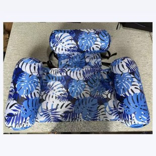 New Three-Tube Inflatable Seat Pool Hammock Foldable Backrest Floating Row Inflatable Bed Maple Leaf Floating Row Cover Swimming Ring