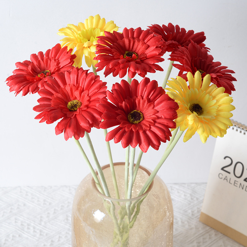 Flor Artificial de Gerbera, Decoración para el Hogar, Accesorios de Fotografía para Hoteles, Flores Artificiales para Bodas, Venta al por Mayor para Comercio Exterior
