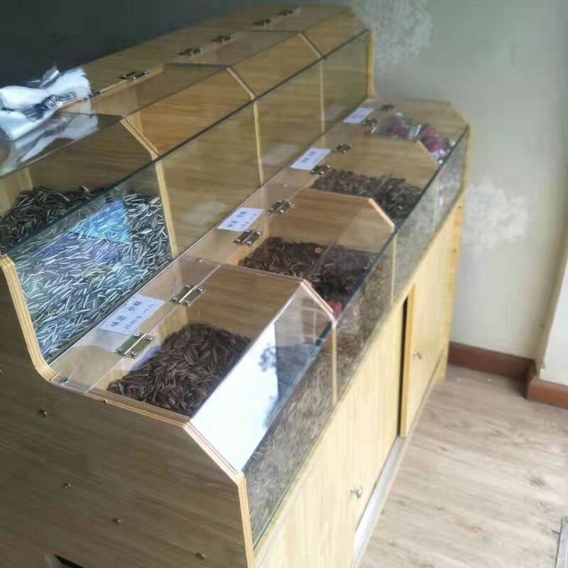 超市木质货架米面粮桶杂粮柜散装米斗五谷杂粮展示柜干果柜散货柜|undefined