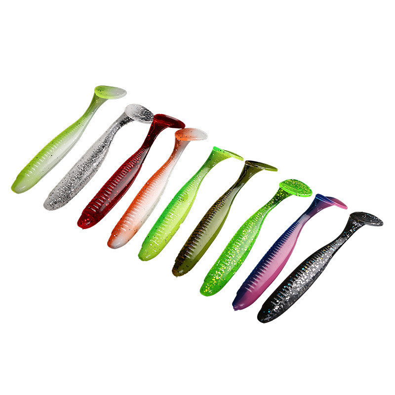 Shallow diving Paddle Tail Lures 10 Colors Soft Plastic Baits Bass Trout Saltwater Sea Fishing Lure