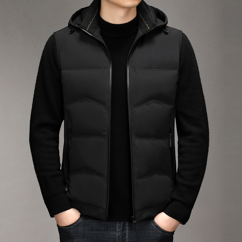 男士纯色羽绒马甲秋冬新款男装中年商务休闲简约保暖马甲