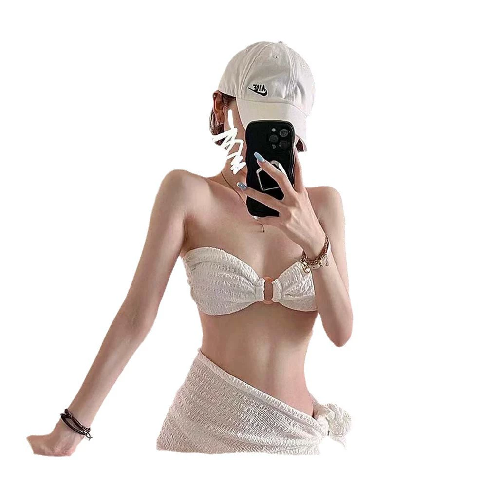 Купальник, белый бренд sexy раздельный комплект, 3 предмета,