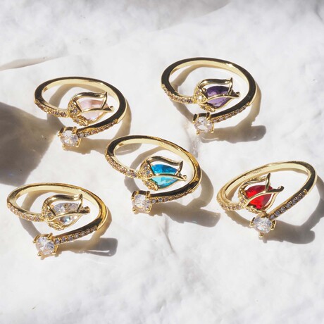 Tulip Rings Jewelry Cross-Border European and American Hot-Selling Tulip Ring Co