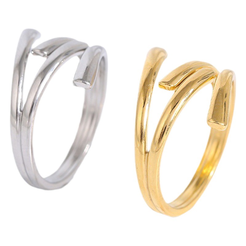 Cross-border oil pressure titanium steel branch ring cold wind personality opening adjustable Forest branch love feather ring