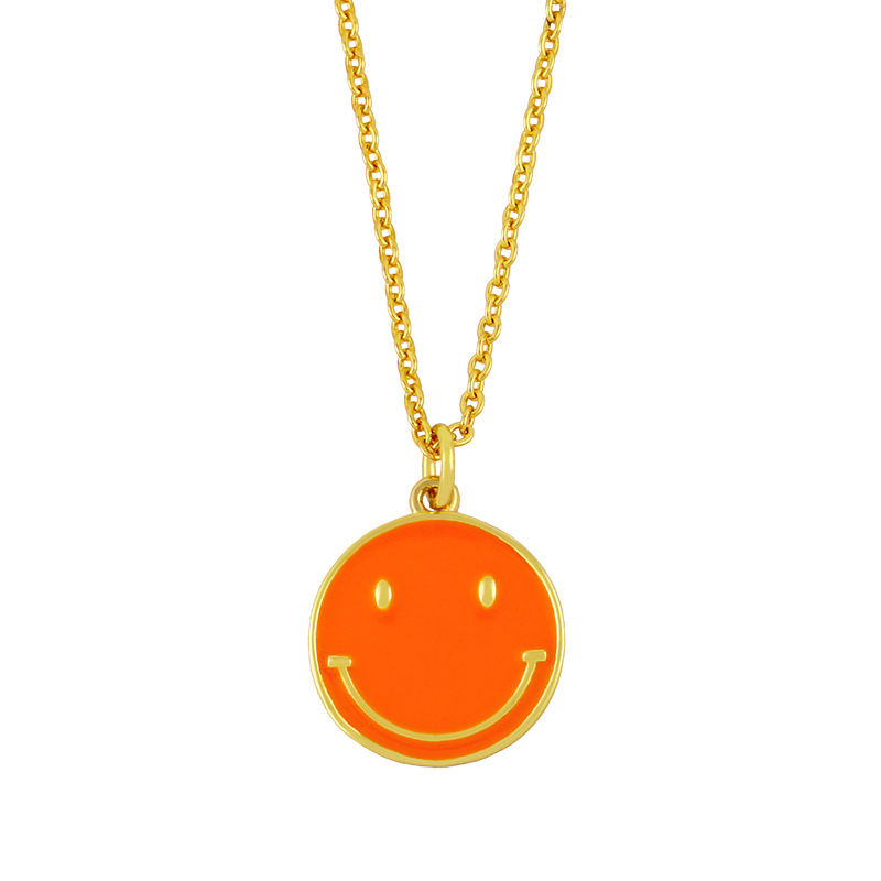 Nihaojewelry Cute Color Dripping Oil Round Brand Smiley Face Necklace Wholesale Jewelry display picture 6