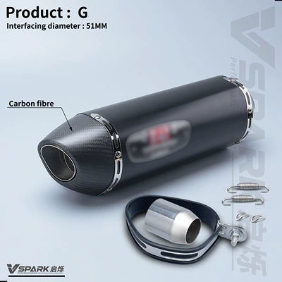 Universal Model 650Nk 450Sr | Motorcycle exhaust pipe - 7-r77-black-body-with-real-carbon-fiber-tail-51mm