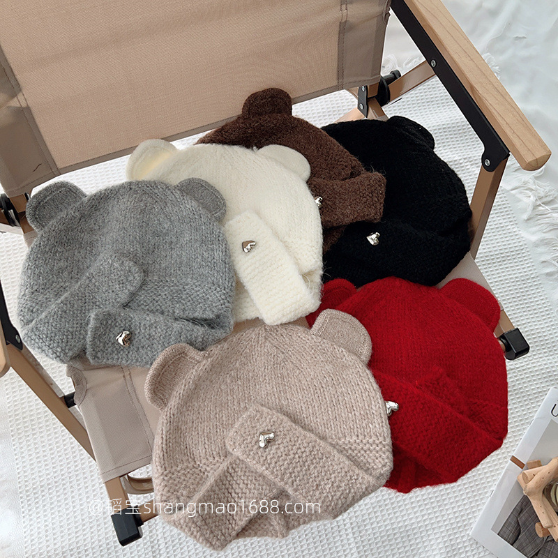 Solid color children's woolen winter trend keep warm knitted hat