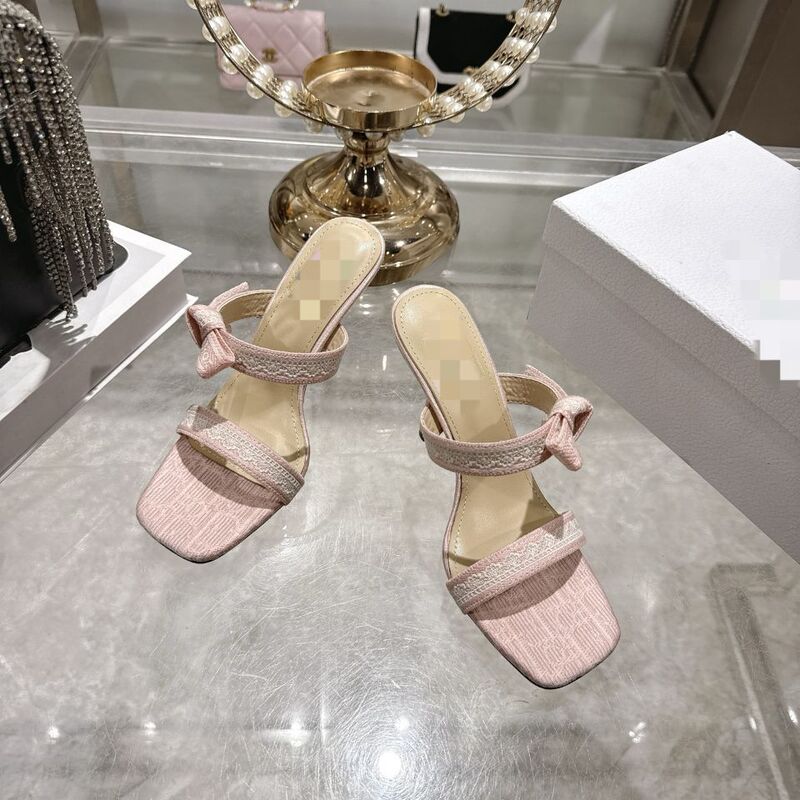 2026 Early Spring High-End Version D Brand New Square-Toe Bow Lace Stiletto Mules Sandals 2026 Early Spring High-End Version D Brand New Square-Toe Bow Lace Stiletto Mules Sandals