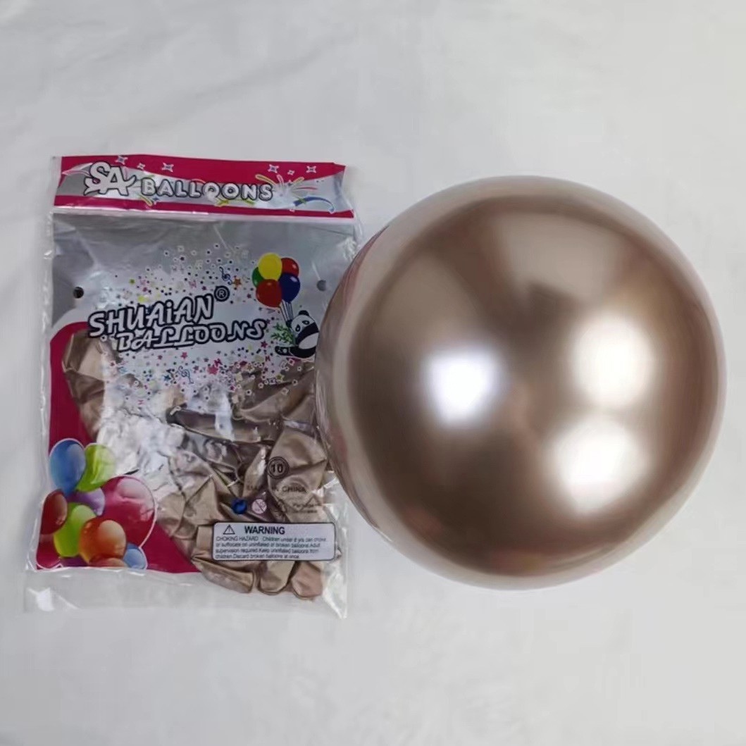 Shuai An Globo de metal de 10 pulgadas Globo de látex de cromo nacarado Fiesta de cumpleaños Decoración de boda 50 piezas