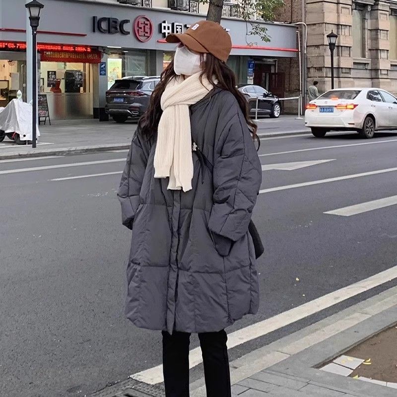 羽绒棉衣棉服冬季2025新款加厚新中式棉袄女中长款外套黑色灰色