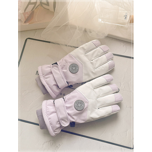 Ski gloves for women in the winter season thick riding electric motorcycle plus velvet for playing in the snow men's touch screen outdoor cotton to keep warm and prevent cold