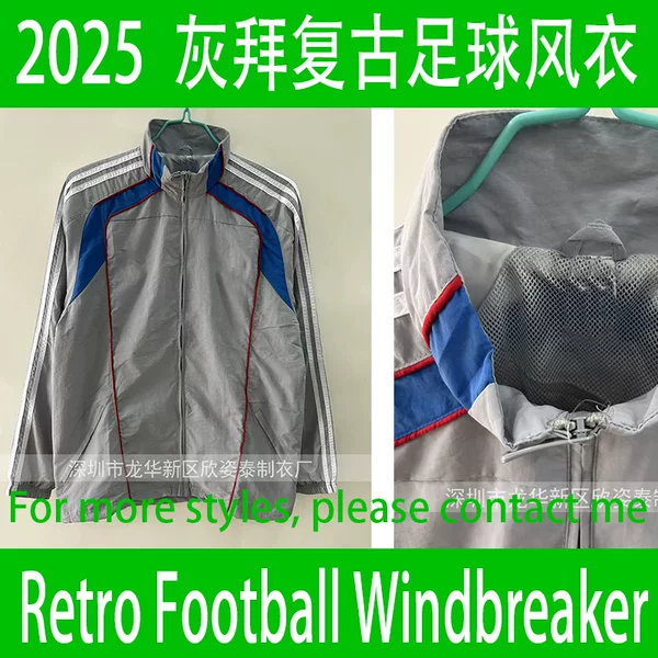 Gray Bay Retro Football Windbreaker 2025 Gray Bay Football Jacket Retro Football Windbreaker