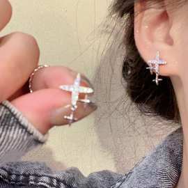 精致小巧s925芒星耳钉女高级设计闪钻耳环简约百搭冷淡风新款耳饰