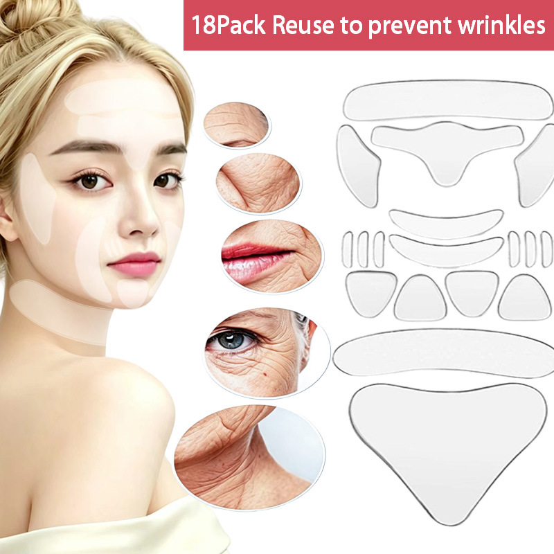 Cross-border silicone anti-wrinkle stickers 18-piece set silicone anti-wrinkle stickers 11-piece set silicone 16-piece face stickers eye stickers