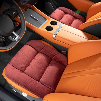 Seat Cushion Car Rear Thickened | Seat cushion, seat cover - checkered-flannel-volcanic-red-front-row-2-photos