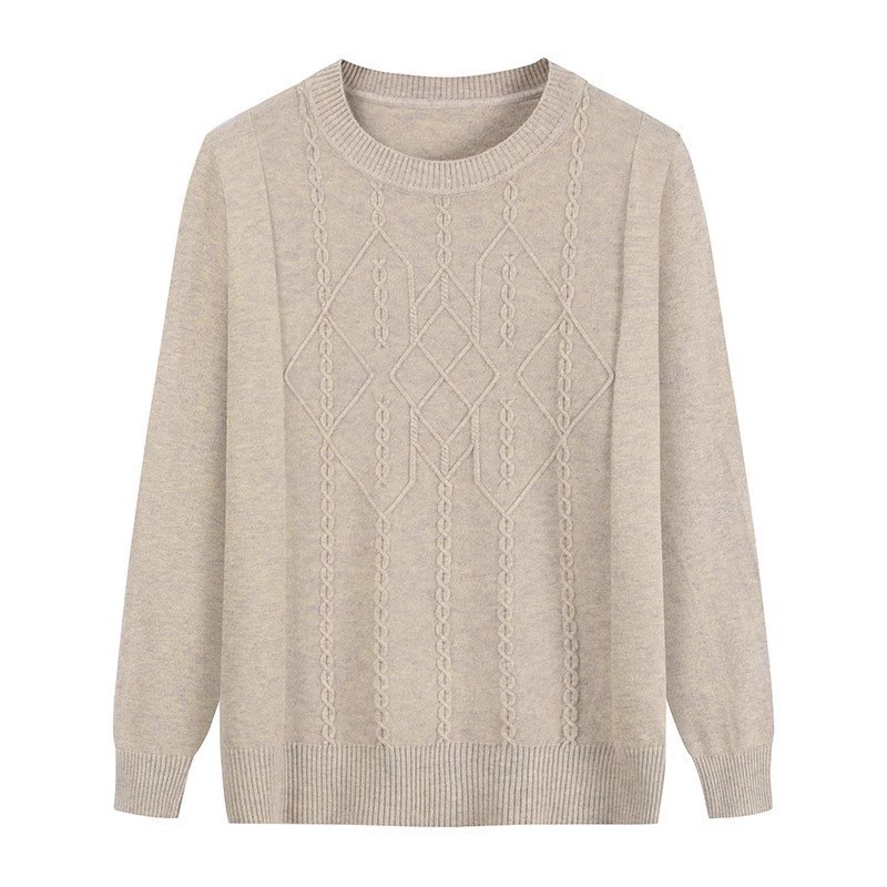 Футболка-базовый слой от производителя для женщин среднего и старшего возраста, новая осенне-зимняя однотонная кофта с круглым вырезом, трикотаж для мам.