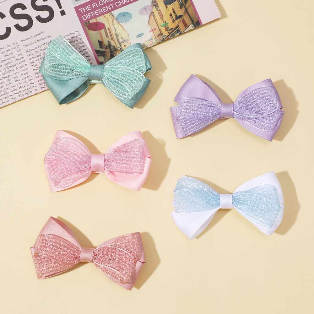 Carino fermaglio per capelli per bambini europei e americani commercio estero transfrontaliero nuovi accessori per capelli per bambini ragazze fiocco tinta unita clip all'ingrosso_voghion.com