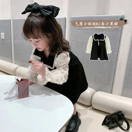 女童洋气长袖拼接连衣裙2025秋款女宝宝小香风儿童公主裙名媛788