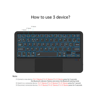 Clearance Tablet External Keyboard French French 7-Color Backlit Bluetooth Keyboard with Touchpad Three Systems Neutral