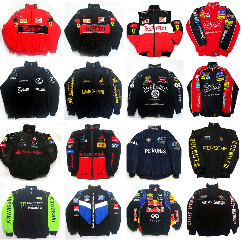 Racing Suit F1 Motorcycle Cotton Jacket American Retro Motorcycle Riding Jacket Coat Men's and Women's Cotton Jacket Embroidered Autumn and Winter