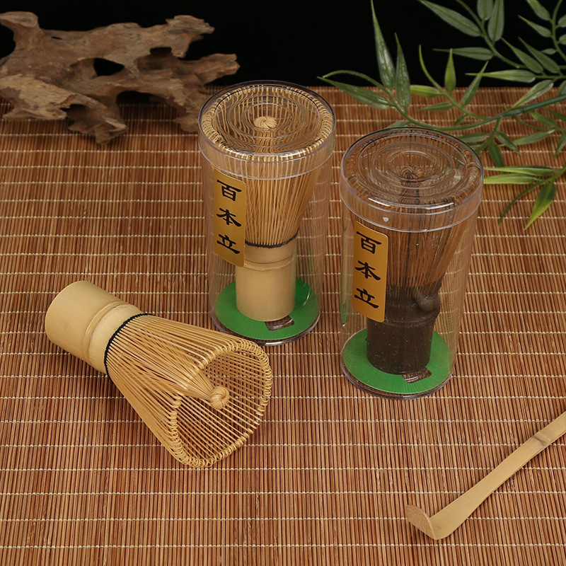 日式茶筅刷子抹茶宋代点茶工具拨搅拌刷竹筅抹茶碗紫竹百八十本立|undefined