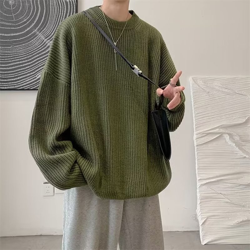 Sweater men's autumn wear handsome loose Korean Style Hong Kong style all-match sweater trendy thick sweater ins