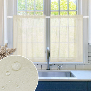 On behalf of the hair waterproof kitchen linen transparent curtain gauze curtain coffee curtain wear Rod mouth cross-border half curtain Foreign Trade short curtain finished product