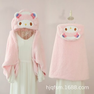 Cute Cartoon Merleti Sheep Hooded Cloak Blanket Student Shawl Warm Nap Cloak Office Air-conditioning Blanket