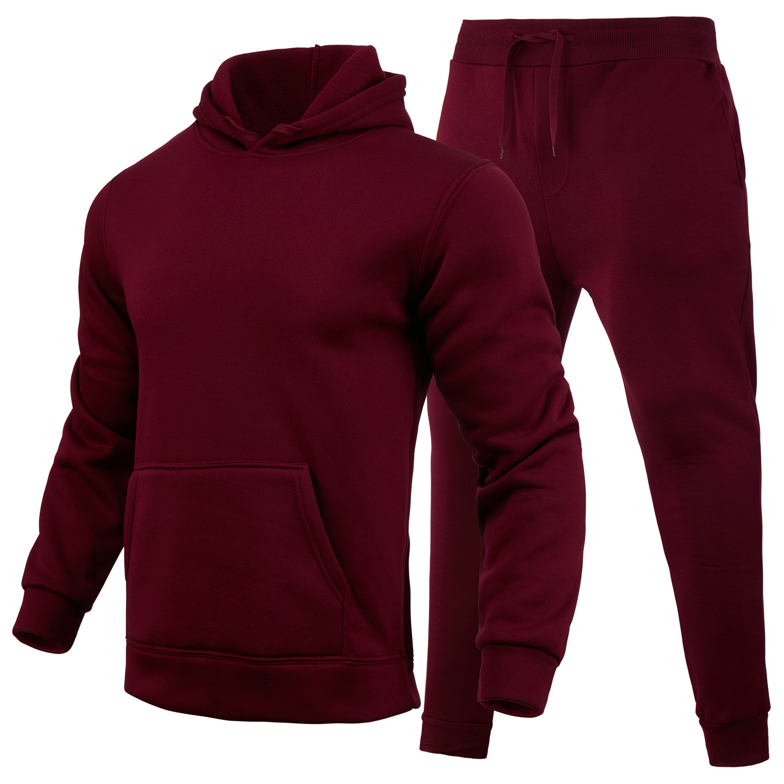 2024 autumn/winter men's women's casual European size blank solid color with fleece loose fitting hoodie and pants_voghion.com