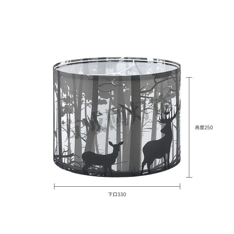 Pantalla de lámpara de mesa de Amazon Pantalla de lámpara de impresión de patrón de animal de alce de bosque desmontable cubierta de tela de lámpara de pie KD