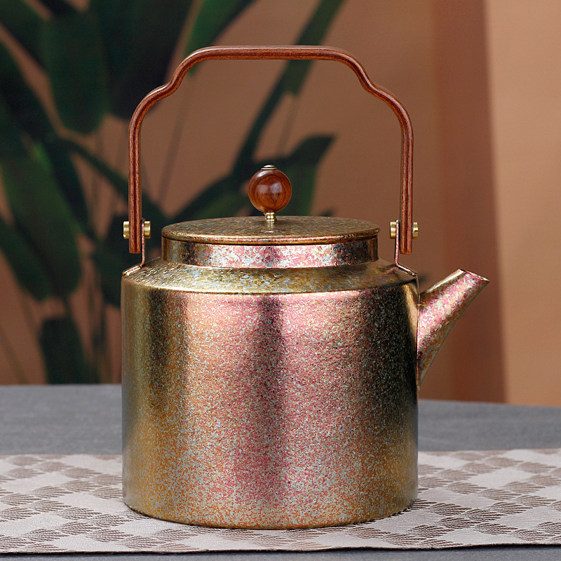 纯钛壶家用泡煮茶器户外围炉茶壶套装提梁壶全钛烧水壶礼品茶具