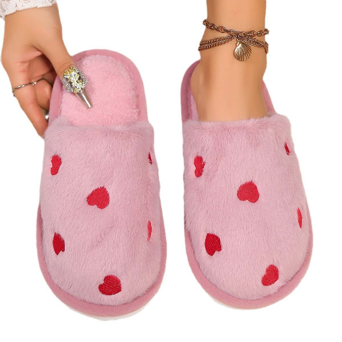 Amor transfronterizo damas otoño y invierno interior y exterior soleas gruesas cálidas de peluche lunar zapatillas de algodón de espuma