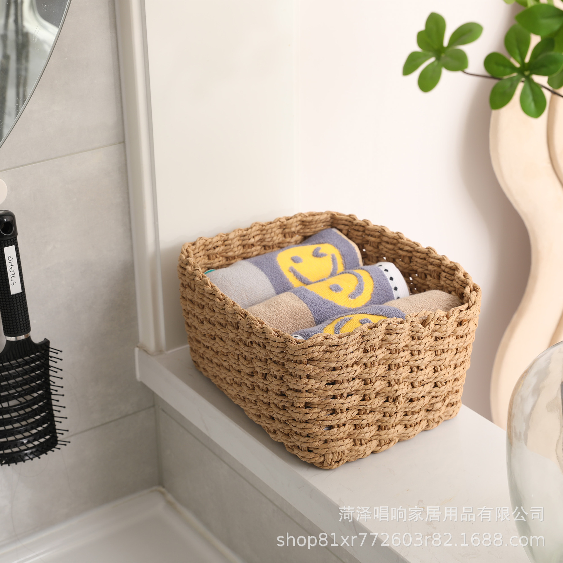 Cestas de almacenamiento de paja artesanal transfronteriza sala de estar doméstica caja de almacenamiento de juguetes de mesa cestas de almacenamiento de cosméticos