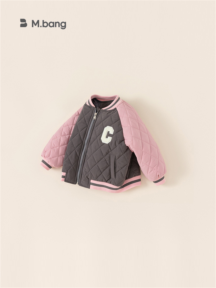 Babycity chaqueta de invierno bordada de algodón acolchado para niños uniforme de béisbol chaqueta engrosada para niñas Chaqueta de algodón acolchada estilo universitario DY23027