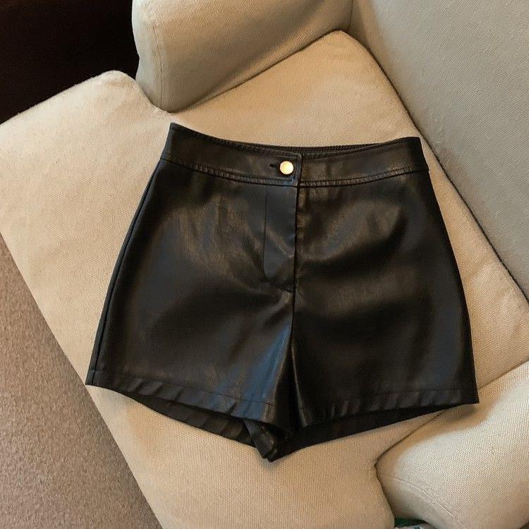 Boot Pants chubby girl Bottoming Outer Wear Small PU Leather Trendy Shorts plus size Autumn and Winter Wide Pants Women's 2024 High Waist Korean Style