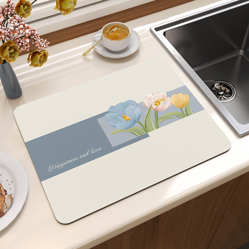 Fresh Kitchen Drain Mat Absorbent Quick-drying Non-slip Diatom Mud Protective Mat Multifunctional Desktop Heat Insulation Drying Mat Fresh Kitchen Drain Mat Absorbent Quick-drying Non-slip Diatom Mud Protective Mat Multifunctional Desktop Heat Insulation Drying Mat